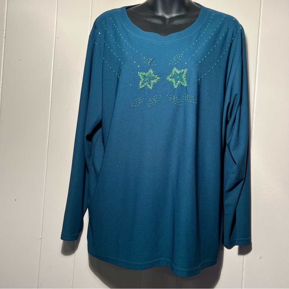 Women’s XXXL Tunic Blouse in Blue/Teal.